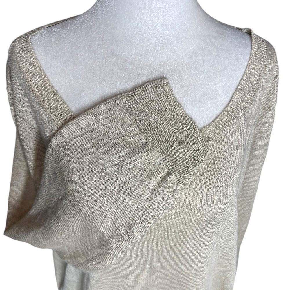 J.Crew Black Label 100% Linen Sweater Blouse Cream | Size Medium - Picture 6 of 13